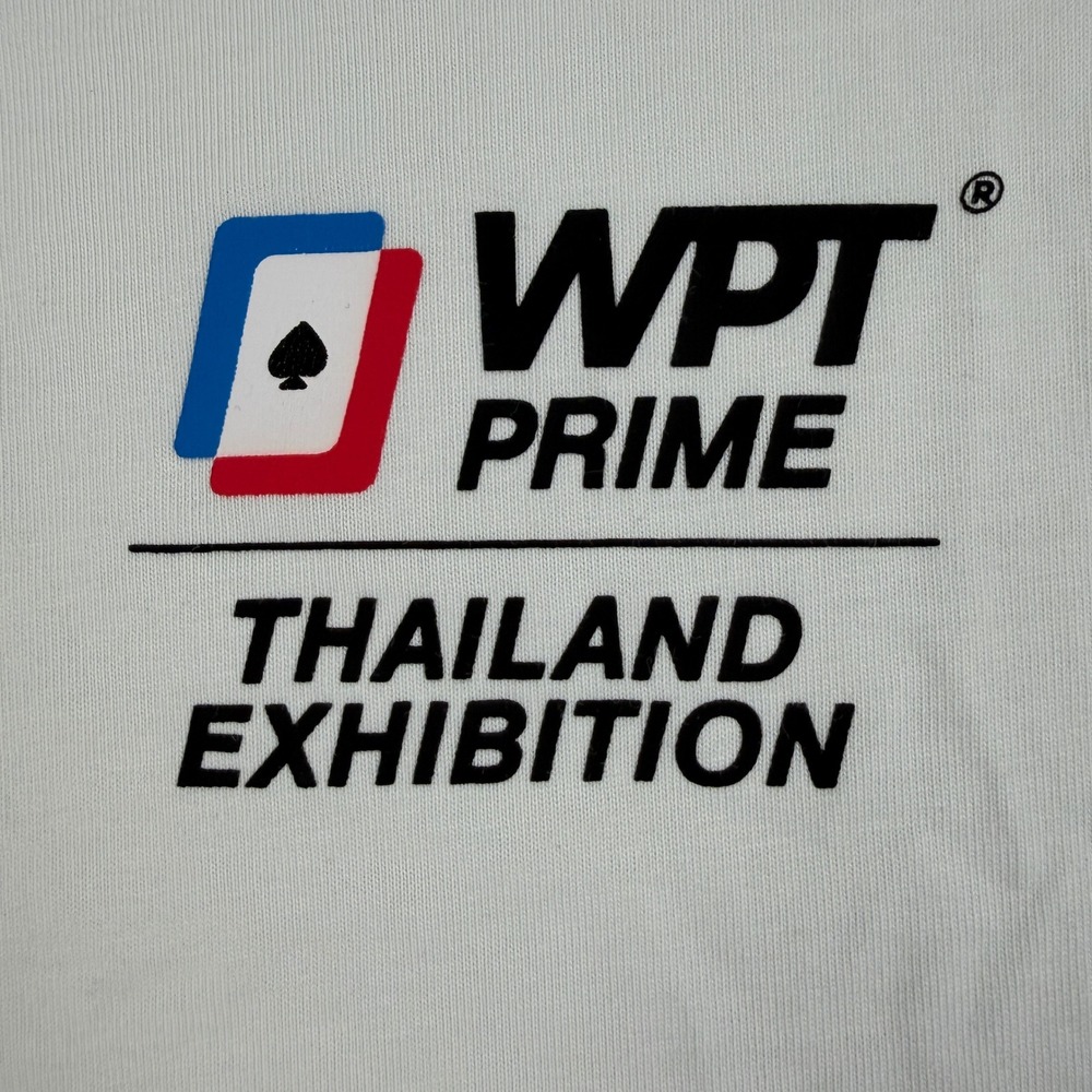 Original WPT World Poker Tour T-Shirt Mens‎ L White Thailand Exhibition Elephant - Picture 3 of 12